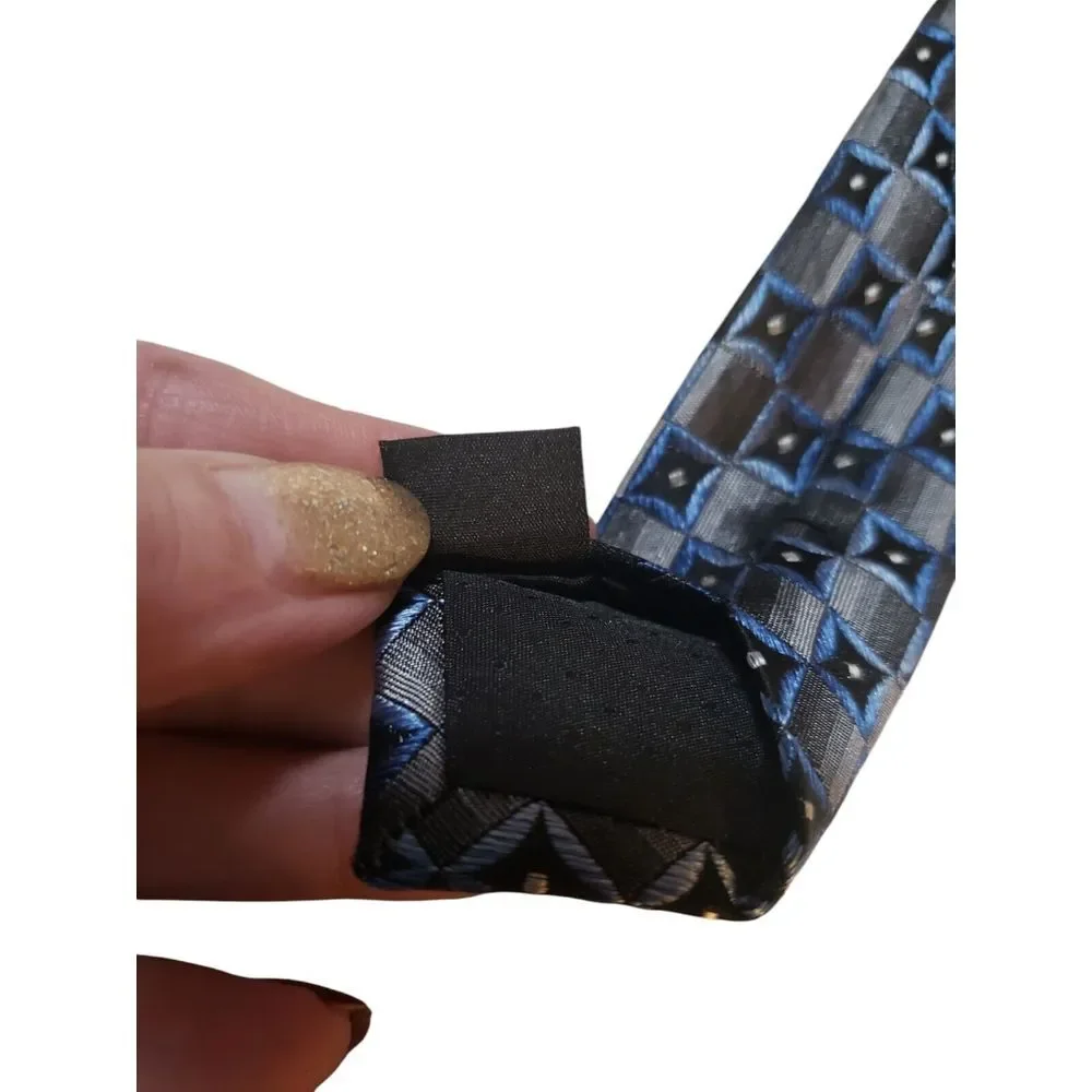 Joseph & Feiss Mens‎ Tie Necktie Designer Luxury Silver Blue Black Geometric